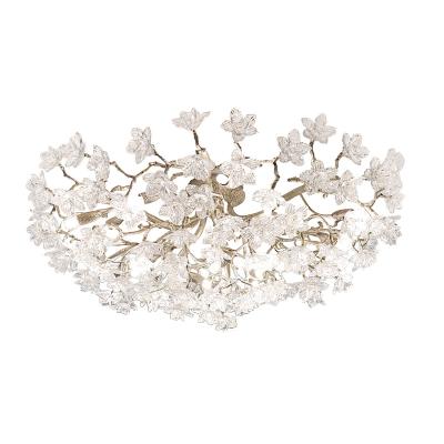 China EUROPEAN Round Copper Living Room Decor Luxury Flower Light Modern Crystal Ceiling Lamp for sale