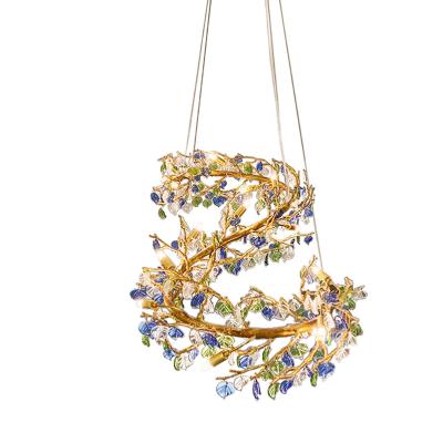 China L1600mm Modern Living Room Chandelier Leaf Color Copper Light Luxury Pendent Lamp Luxury Modern Chandelier for sale