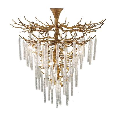 China Modern Fancy Modern Style Dubai Crystal Pendant Light Water Drops Designs Brass Chandelier Lighting for sale