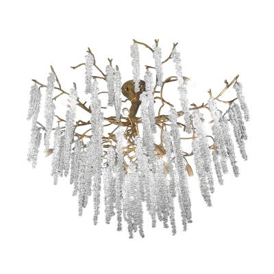 China Modern Round Gold Tassel Ceiling Lamp Living Room Bedroom Crystal Home Chandelier for sale