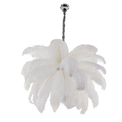 China Modern Nordic Copper Feather Bedroom Ostrich Lamp Living Room Lighting Chandelier Pendant Lights for sale