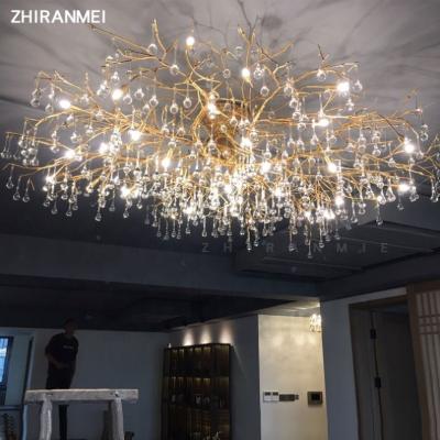 China Mediterranean Luxury Home Led Pendant Light Art Restaurant Hotel Villa Crystal Brass Glass Lamp Living Room Ceiling Lights Chandeliers for sale