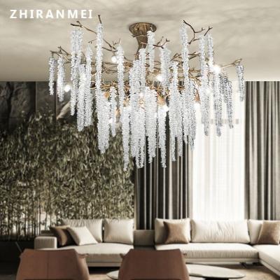 China Round Modern Bedroom Crystal Home Chandelier For Living Room Gold Acorn Ceiling Light Modern for sale