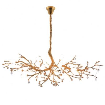 China Dining Room Art Post Modern Light Luxury Villa Style Chandelier Design Atmosphere Living Room Lamp Copper Modern American Branch Lamp for sale