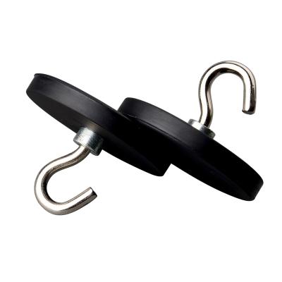 China Super Strong Anti Scratch Magnetic Hook With Rubber Coated D31mm Mounting Heavy Duty Magnets for sale