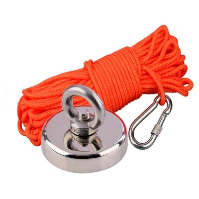 China Various Factory Manufacture Super Strong Magnets Neodymium N52 Super Strong Magnet Fishing 10 Meters Rope 90KG for sale