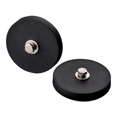 China Anti-Scratch 100LB Super Strong Neodymium Rubber Coated Anti-Scratch Magnet With M8 Female Thread Hole, Non-Slip Strong Mounting Magnet For Led for sale