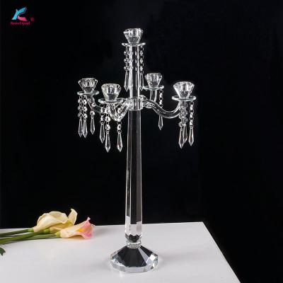 China Europe K-1168 Crystal Candelabra With Glass Tube Lampshade For Wedding Home Decor for sale