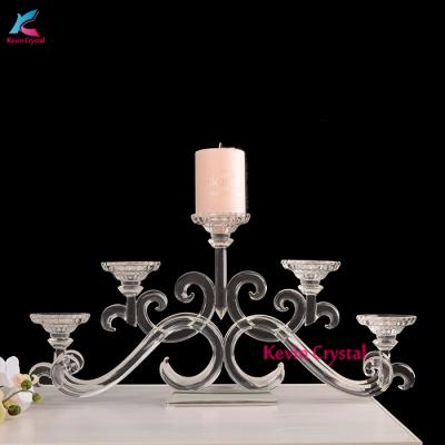 China High Quality Handmade Europe K-1157 Crystal Candelabra with 5 Stands for Home Wedding Decor for sale