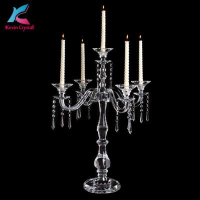 China K-1093 Weddings Crystal Candelabra with 5 Branches Crystal Candle Holders for Wedding Table Centerpieces for sale