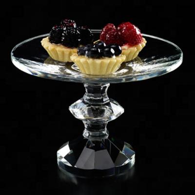 China Nice crystal cake stand luxury dessert dish crystal fruit tray decorative tray for hotel home event decoration for sale