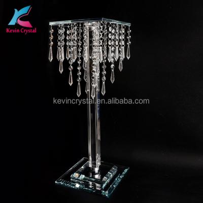 China Classic Square Wedding Event Table Flower Centerpieces Quality Dish Crystal Flower Stand for sale