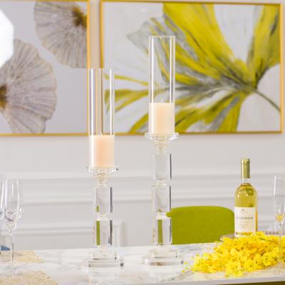 China Popular in the UK unique designed crystal glass candle holder K-2034 for wedding home decor for sale