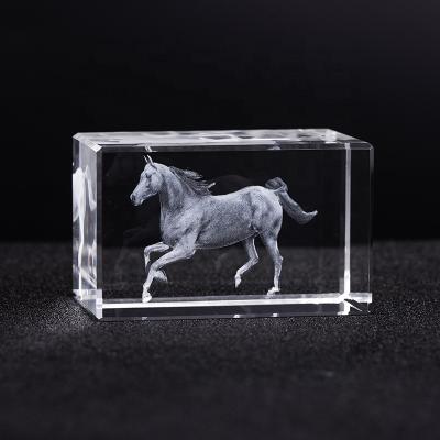 China China Wholesale Crystal 3D K9 Laser Horse Trophy Award Souvenir for sale