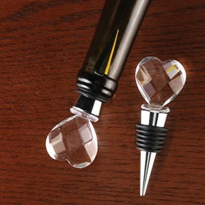 China Europe Heart Crystal Wine Bottle Stopper For Wedding Anniversary Gifts for sale