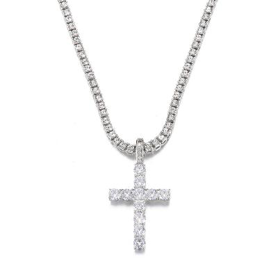 China New Light Hiphop Europe And America Simple Design Luxury Chic Zircon Cross Pendant for sale