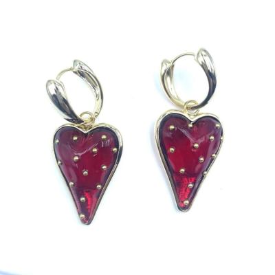 China Cute New Fashion Acrylic Ear Clips Studs Heart Shape Cute Earrings For Woman for sale