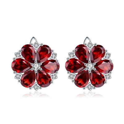 China FASHIONABLE Garnet s925 light luxury silver jewelry set with natural colored jewelry earrings for sale