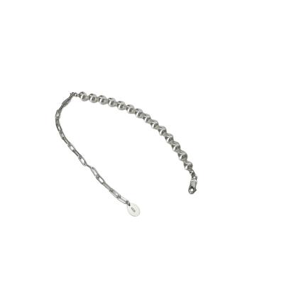 China White Neutral Hiphop Fashion Stitching S925 Sterling Silver Design Bead Bracelet for sale