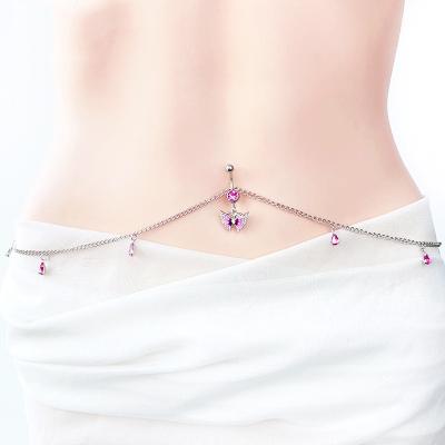 China Euro-American Sex Crossing Butterfly Stainless Steel Water Drop Waist Chain Body Sting Inlet for sale