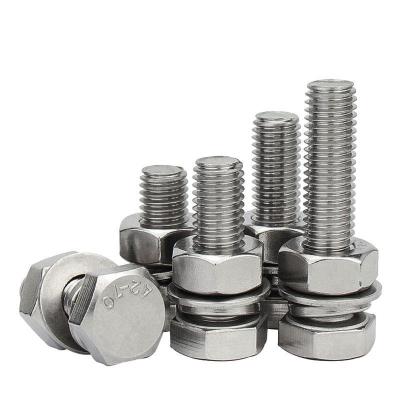 China Industry Tools Hardware DIN933 SS304 A2-80 M6 M8 M10 M12 M16 Stainless Steel Hex Bolts And Nuts for sale