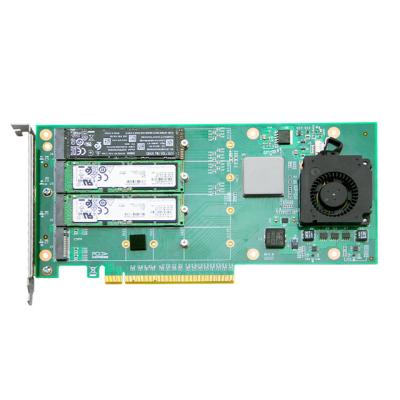 China ANM24PE16 4 Ports Server Nvme M.2 Adapter Card PCIE3.0 SSD Hard Disk Expansion Board PLX8748 Chip for sale