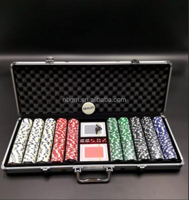 China 500pcs 11.5g Clay Dice Poker Chip Set With Aluminum Case for sale