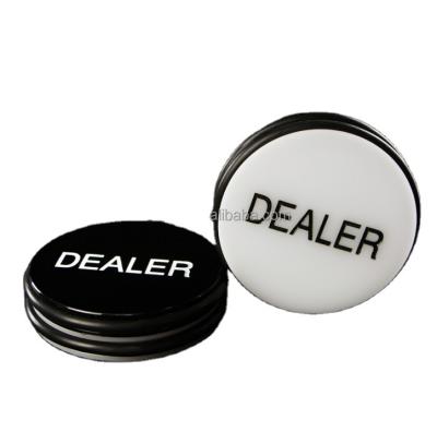 China Double Face Dealer Acrylic Black And White Acrylic Button / Casino Accessories for sale