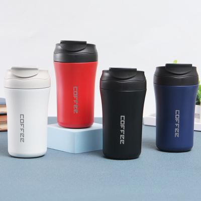 China 14oz 400ml Disposable Travel Cups Double Wall Car Vacuum Insulated American Coffee Tumbler Mugs With Flip Lids for sale