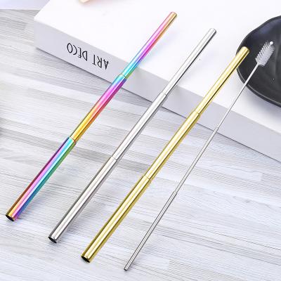 China Stainless Steel Straw Portable Storage Easy Retractable New Style Viable To Clean Juice Cold Drink Straw Customized for sale