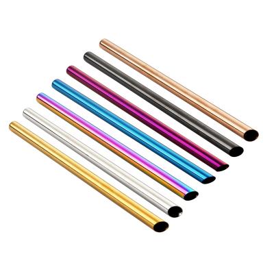 China Viable Eco-Friendly Straw Slant Whole Sale Stainless Steel Incision Drinking Straw Portable Milk Tea Straw for sale