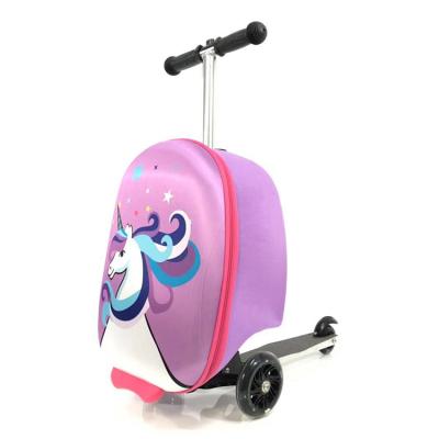 China Cartoon fashion suitcase kit traveling bags sample backpack with kids scooter luggage set suitcase scooter for sale