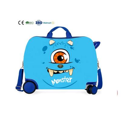 China OEM Manufacture Best Quality 16inch Cartoon Waterproof And Dirt Proof ABS 4 Wheels Travel Kids Ride On Suitcase Luggage for sale