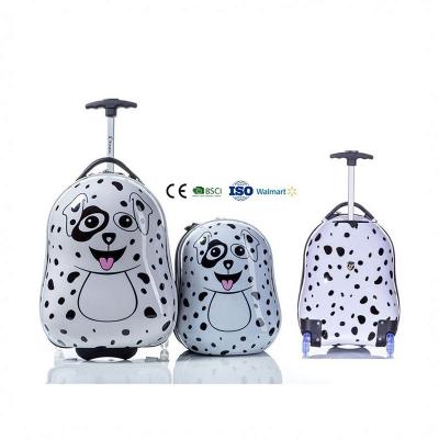 China Waterproof Kids Travel Bottom Lightweight ABS Cartoon Dog Child Backpack 17 Inch Travel Trolley Luggage Set for sale