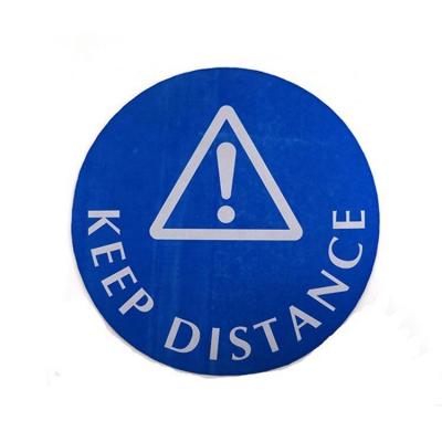 China In The Floor Public Blue/Red Round Visible Hard And Durable Rubber Social Distancing Warning Sign for sale