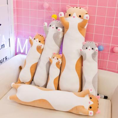 China Long Pillow Cat Stuffed Pillows Squishmallow Comfort Plush Cat Animal Stuffed Soft Toys Long Pillow Cartoon Cat Stuffed Doll Wholesale 70cm for sale