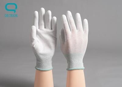 China Clean Room Dotted Fit Knitted Cuff Palm Coating PU Nylon ESD Gloves Anti Static for sale