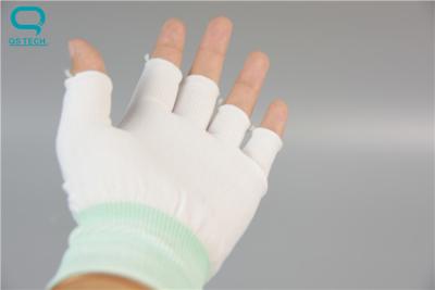 China Cleanroom Seamless Knitted Work Gloves Half Finger Gloves With Great Dexterity for sale