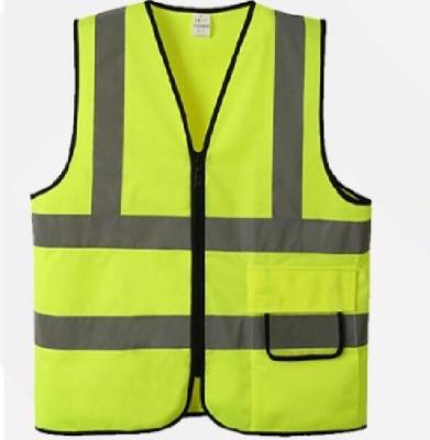 China Reflective Anti Static Safety Vest With Zipper Closure Heavy Duty Lime Color for sale