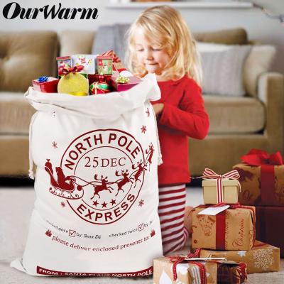 China Can easily wrap large gift or hold multiple small items. Ourwarm Christmas Decoration Supplies Christmas Bag Santa Bags Santa Sacks Gift Bag With Drawstring For Kids for sale