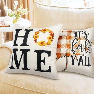 China OurWarm 45*45CM 18Inch Autumn Decorative Hello Fall Throw Pillow Anti-Static Indoor Home Cover for sale