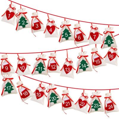 China Christmas Decoration Ourwarm Christmas Decoration 24 or 31 Day Christmas Countdown Felt Bags Advent Calendar for sale