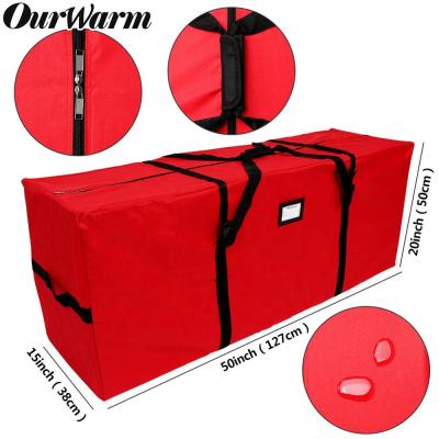 China OurWarm Oxford Canvas 8ft Christmas Tree Zipper Storage Bag Container Large Double Sustainable Box With Sturdy Handles for sale