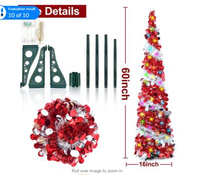 China OurWarm 60inch Christmas Decor Christmas Decoration Indoor Outdoor LED Glitter Pop Up Folding Christmas Tree for sale