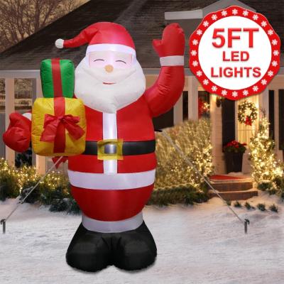 China Christmas Decorations Ourwarm Christmas Decorations Home Supplies 5FT Inflatable With LED Outdoor Santa Claus Lights for sale