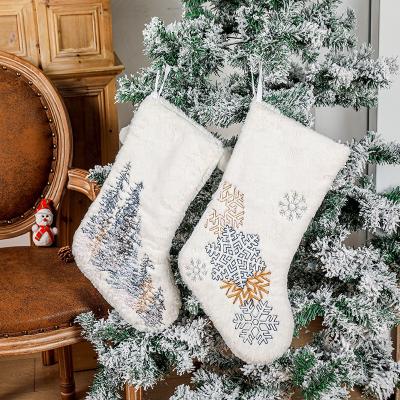 China 2021 Christamas Decoration OurWarm Velvet Sublimation Luxury Christmas White Large Hanging Stocking For Embroidery for sale