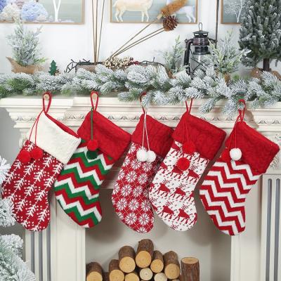 China Perfect for Gifts for Kids OurWarm Christmas Decorations 2021 Hanging Polka Dot Chevron Custom Knitted Striped Christmas Stocking for sale