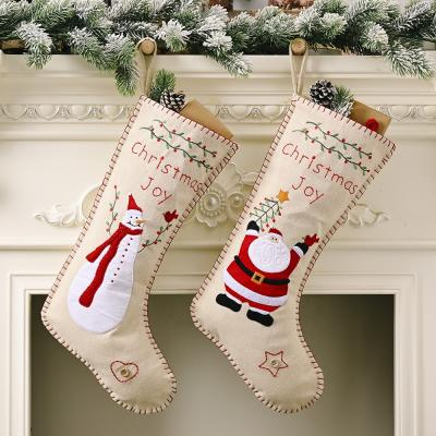 China Perfect for Gifts for Kids OurWarm Custom Large Hanging Deluxe Stockings Santa Burlap Sublimation Christmas Stocking for Embroidery for sale