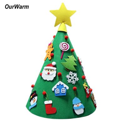 China Artificial Handmade Felt Fabric Ourwarm 50x60cm Crafts Polyester 3D Felt Christmas Tree For Kids for sale