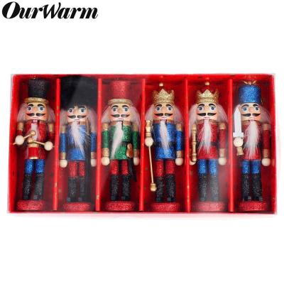 China Wooden Christmas Nutcracker Soldier Ornament Doll Set Indoor Glitter Christmas Decoration Ourwarm Christmas Decor for sale